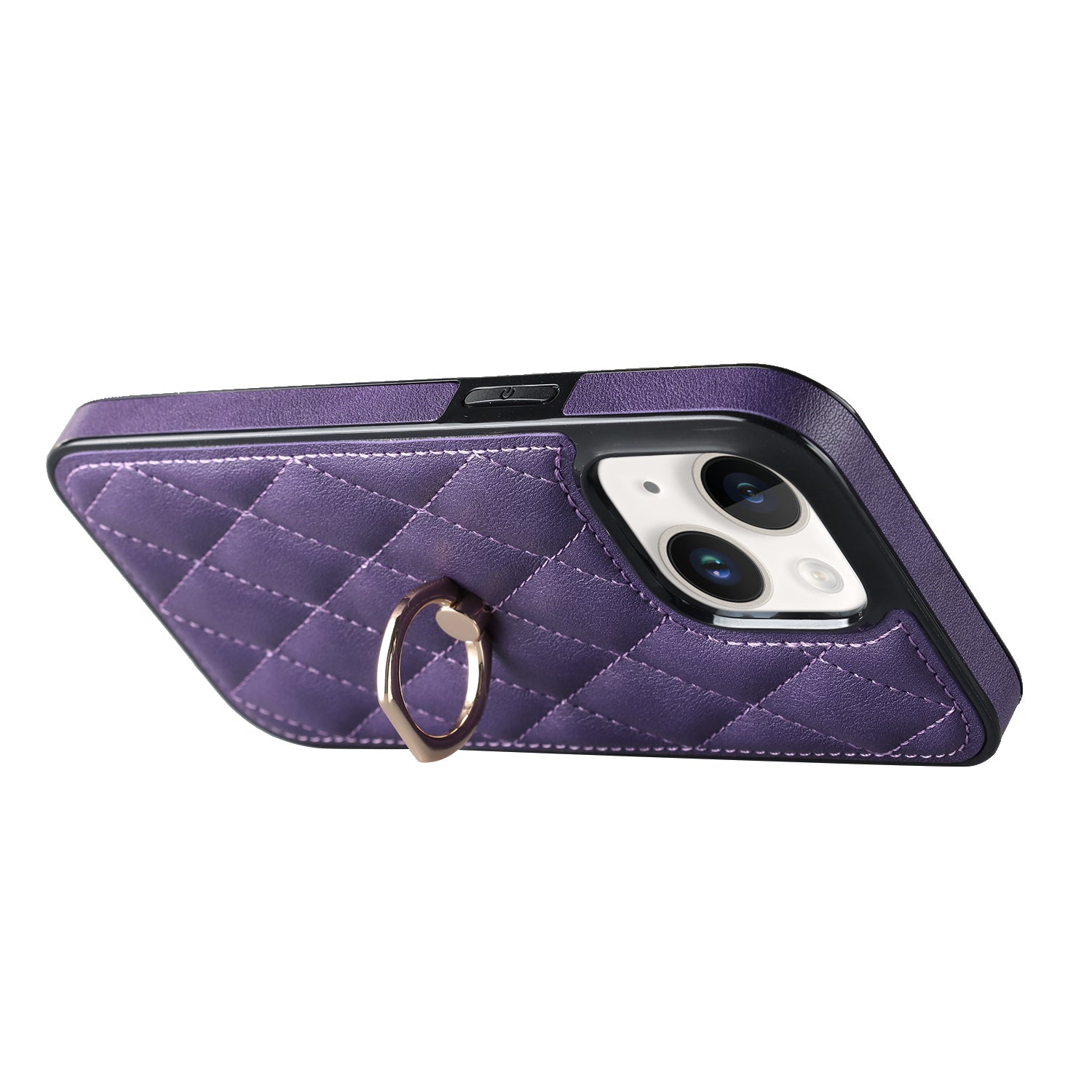For iPhone 13 mini 5.4 inch Anti-Scratch Phone Cover Stitching Rhombus PU Leather TPU Phone Case with Ring Holder Kickstand For iPhone 13 mini 5.4 inch Anti-Scratch Phone Cover Stitching Rhombus PU Leather TPU Phone Case with Ring Holder Kickstand